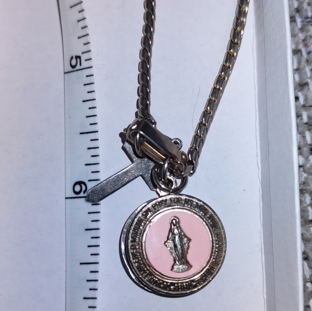 Virgin Mary Prayer Charm on Old Vintage Gold Bracelet